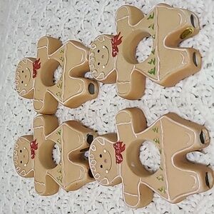 Christmas Gingerbread Ceramic napking rings holders set of 4.